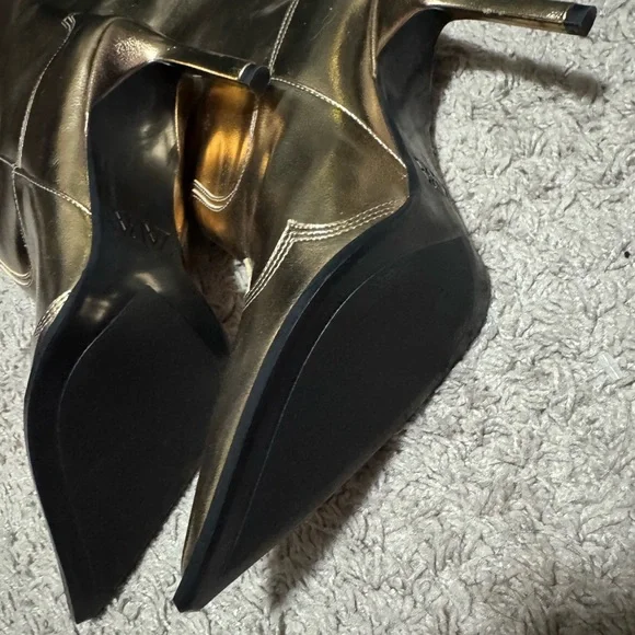 Zara Metallic Gold Heeled Boots size 37 - Picture 5 of 9